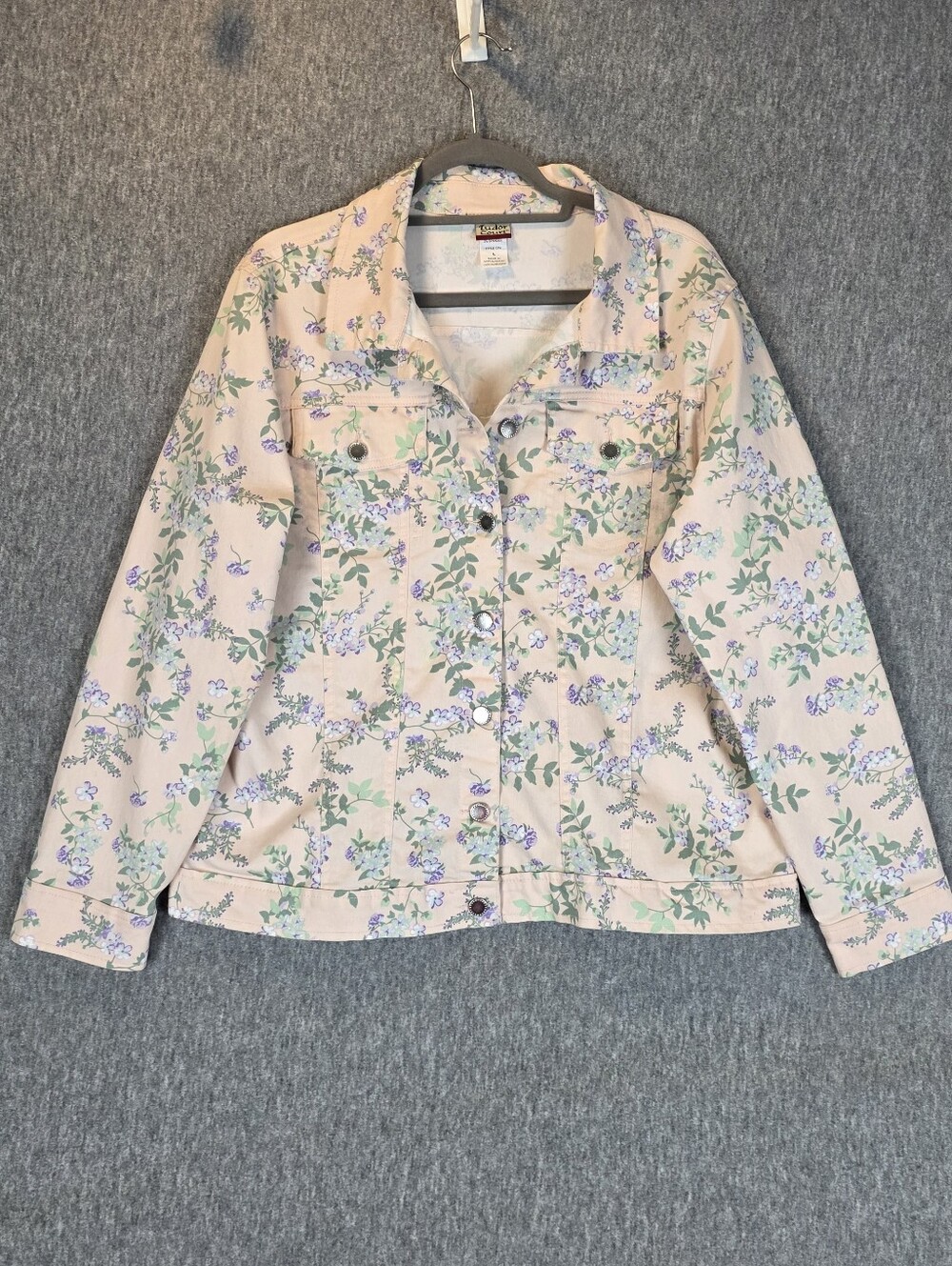 Tudor Court Floral Print Light Pink Trucker Jacket Women's Lg